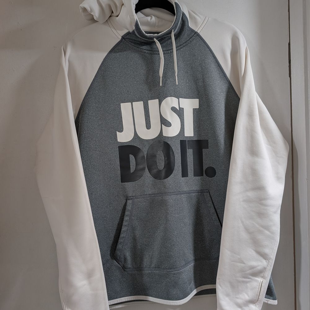 Nike Gray and White Women's Hoodie